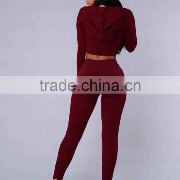 2016 New Women's Hole Crop Top Hoodie Set ,Christmas Sweater ,2Pcs Plain Tracksuit Woman Active Hoodies Sweatshirt Tracksuits photo-5