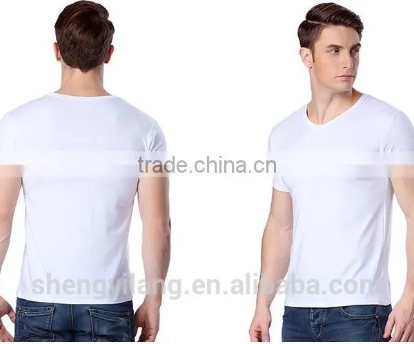 Mens Loose Large Size Modal Viscose Bodybuilding Tight Fit Dri Fit V-neck T-shirts photo-3