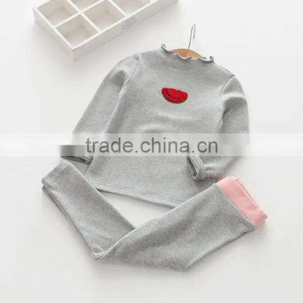 100% Cotton High Quality Solid Color Autumn Embroidery Girls Clothing Sets photo-4