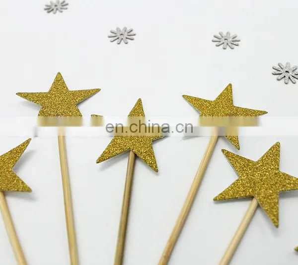 Gold Glitter Stars Cupcake Topper Birthday Party Cake Decorations photo-4