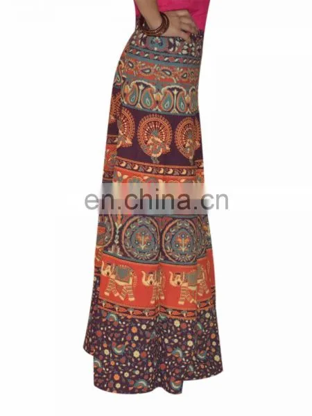 Indian Wrap Around Skirt Printed Wraparound Hippie Boho Gypsy Mandala Cotton Wrap Around Skirt Dress Hippie Boho Women Skirt photo-2