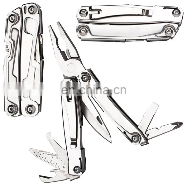 Foldable Durable 12 in 1 Multi Tool With Stainless Steel Body and Replaceable Poket Clip