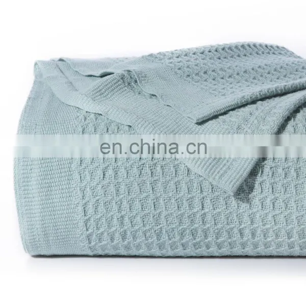Soft Warmth Stretch Knit Cotton Waffle Blanket For Bed Sofa photo-7