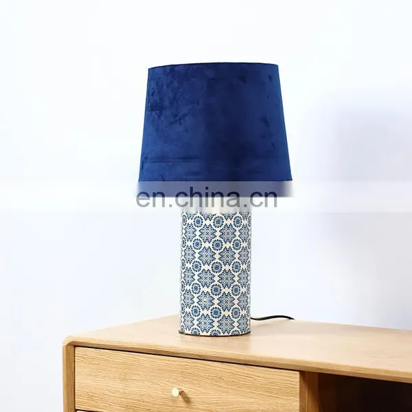 Living Room Decorative Lights Office Hotel Blue Ceramic Table Lamp for Home Decor photo-4