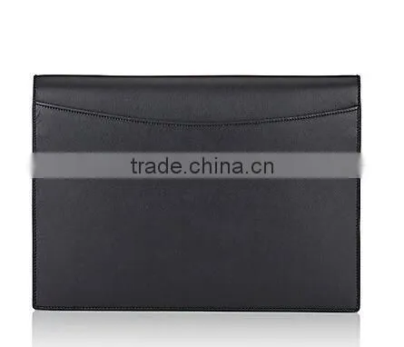 New York Men Black Smooth Leather Gusseted Portfolio Leather Business Bag Hand Bag photo-3