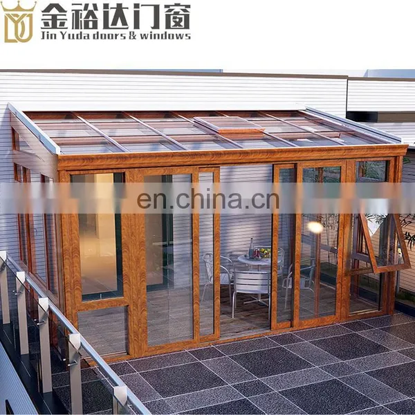 Golden Supplier Aluminium Sunroom Glass House Houses Prefab Sunrooms Flat Roof Inclined Sun Room