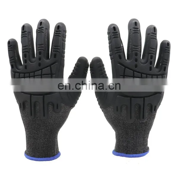 Factory Custom Industrial TPE TPR Black Anti Impact Protection Mechanical Work Safety Gloves photo-2