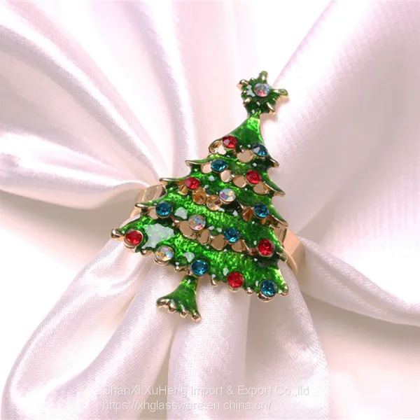 Luxury Christmas Gold Serviette Napkin Elk Garland Christmas Tree Bell Snowflake Rings Hotel Decoration Metal Holder photo-3