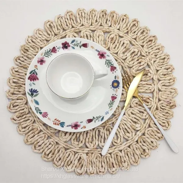 Natural Material Corn Husk Woven Placemats Wholesale Table Decoration Round Plate Mat photo-3