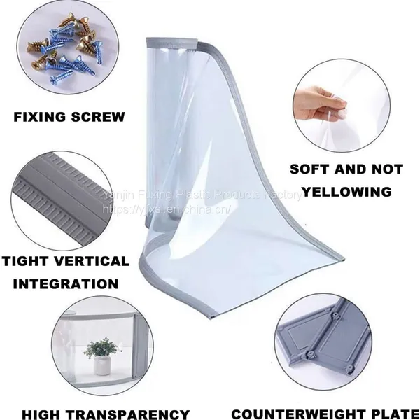 Fuxing 1mm Auto-close Transparent Blue Clear Plastic Magnetic Pvc Strip Curtain Used For Doors Pvc Curtain Strip