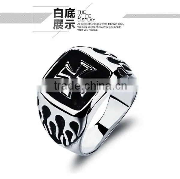 Man Stainless Steel Exaggerate Rings Flame Cross Fashion Punk Rock Roll Rings Boyfriend Gift photo-2