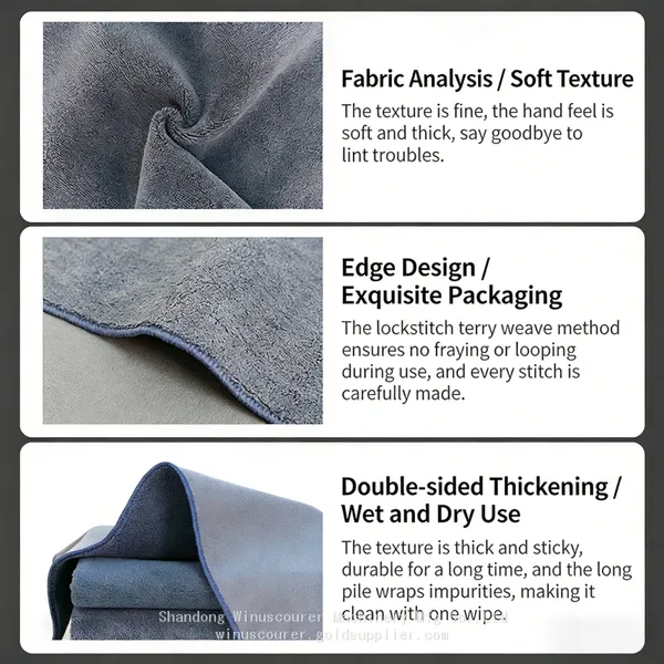 New Car Wash Towel Cleaning Cloth Double-sided Thickened Suede Fabric photo-3