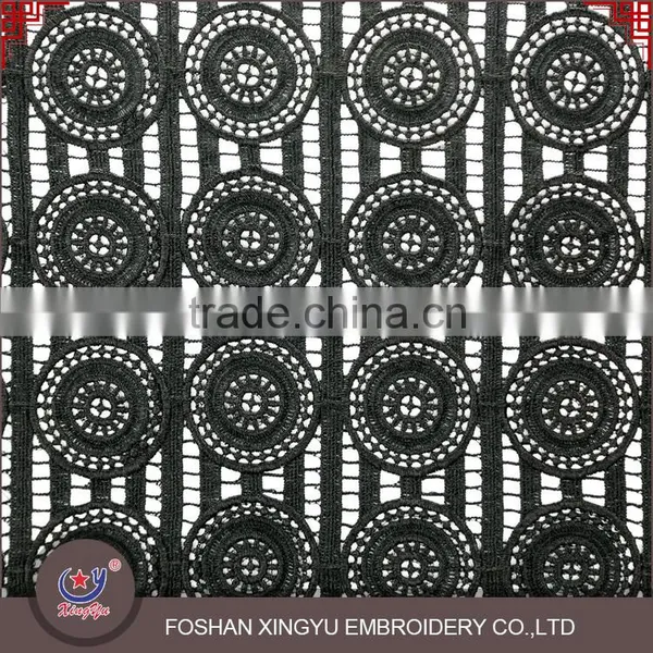 Fashion High Quality Black Embroidered Dress Lace Fabric Swiss Voile With Cutwork Embroidery photo-2
