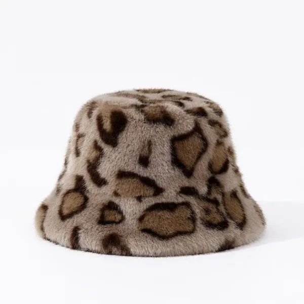 Leopard Print Faux Mink Fur Bucket Hat photo-5