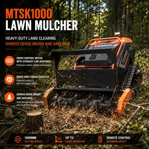 VigorunTech MTSK1000 Gasoline Brush Cutter Intelligent Remote Control Grass Forestry Mulcher For Brush Clearing