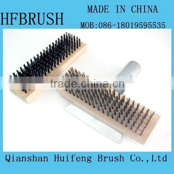 Steel Wire Bristle Brush With Scraper