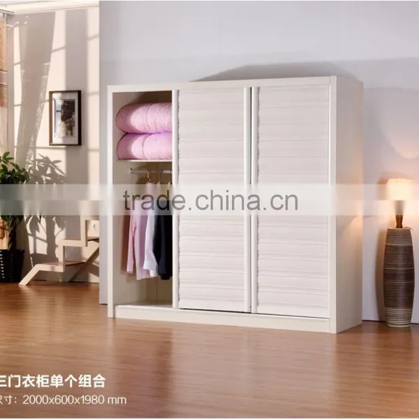 3 Sliding Door White Color Bedroom Cloth Wardrobe Designs