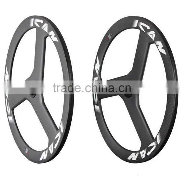 Good Quality Tri-spoke Bike Wheels Carbon 3 Spoke Fiexed Gear Track Carbon Bicycle Wheel photo-2