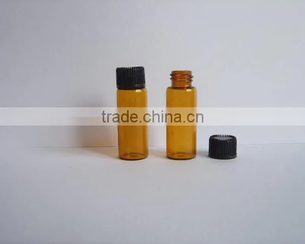 5ml Empty Mini Amber Glass Essential Aromatherapy Oil Bottle Orifice Reducer Cap