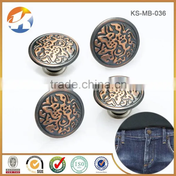 Engraved Logo With Red Custom Metal Shank Button For Denim photo-3