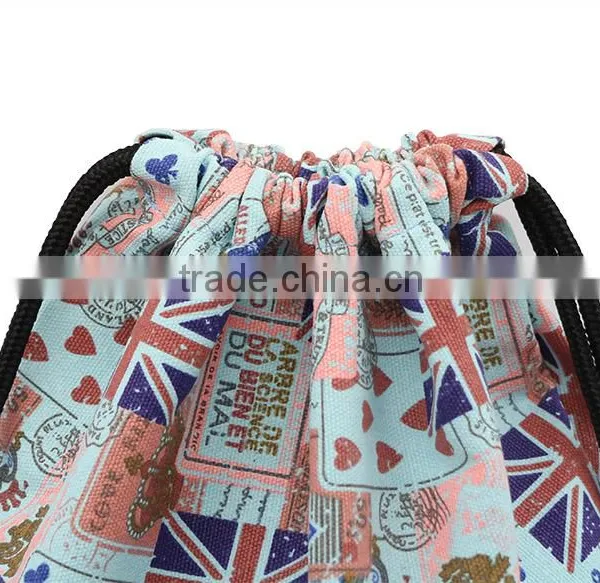Customized Printing Canvas Backpack Drawstring Bag, Shopping Bag With Handle photo-6