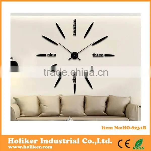 2016 New Design Home Decorative Large Acrylic Mirror 3D Diy Wall Clock Supplier's Choice photo-2