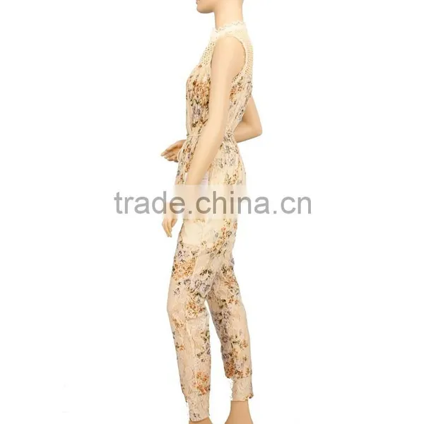 2015 Hot Sale Floral Printing Suits,woman Sleeveless Blouse and Long Pants photo-3