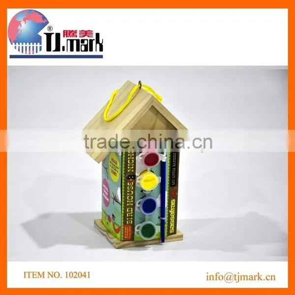 Small Wooden Bird House DIY With 4 Colors photo-2
