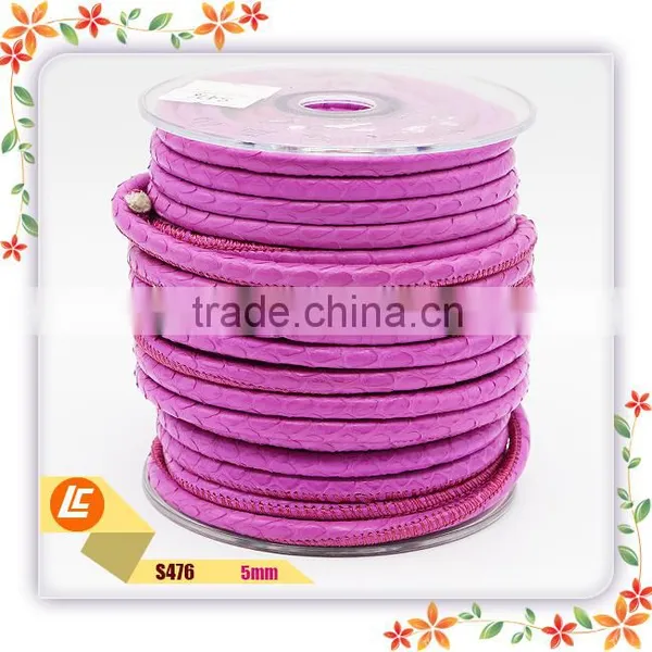 Pink 6mm Genuine Snakeskin Leather Cord for Fashion Jewelry Findings photo-2
