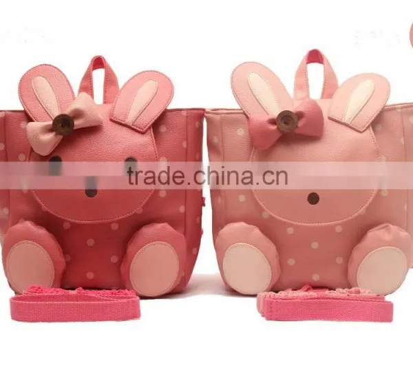 Korea Brand PU Material Little Rabbit Pattern Anti-lost Children Backpack Bag