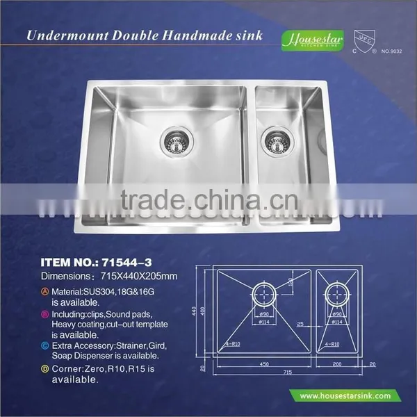 HOUSESTAR Double Drainer Stainless Steel Kitchen Sink No.R3318 Kitch Sink Crusher photo-2