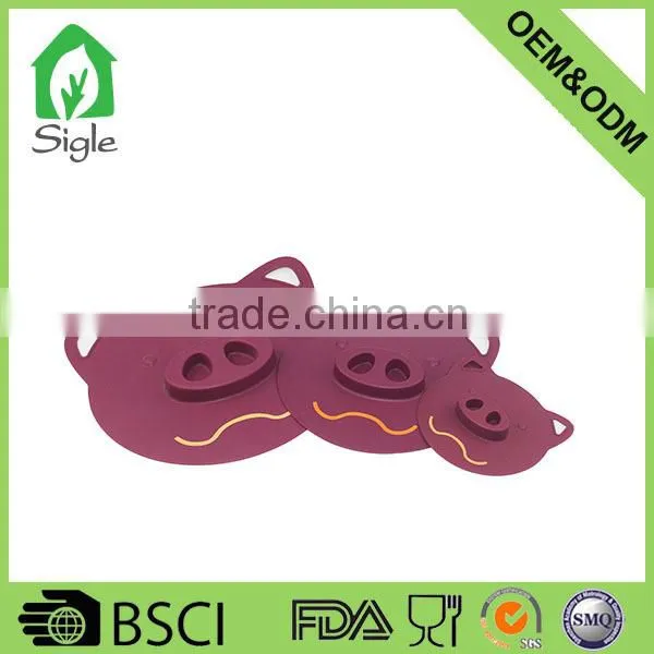 Anti-leak Silicone Cute Pig Shape Bowl Lid Cup Cover Coffee Lid Custom Size Personalize Lid photo-2