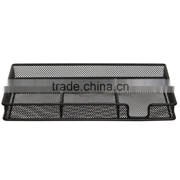 Black Metal Wire 4 Compartment Office Desk Drawer Organizer Tray / Open Storage Bin Basket Rack photo-3