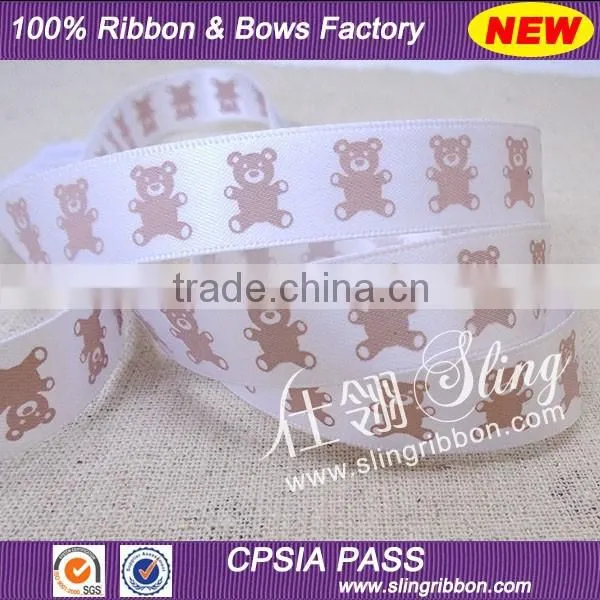 Wholesale 15mm Teddy Bear Printed Satin Ribbon photo-2
