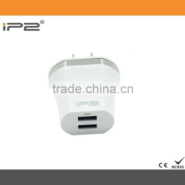 IP2 New Arrived Product 5V/2.1A High Quality Travel Charger Dual Micro USB Wall Charger ( US Plug) IP102 photo-2