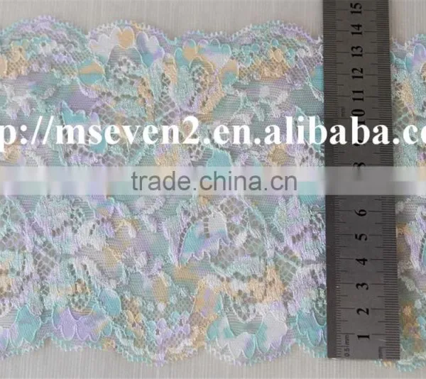 Beautiful Colorful African Lace Trimming Elastic Tulle Fabric 100% Nylon Lace photo-6