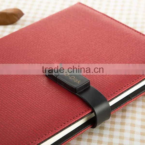 2016 USB PU Leather Notebook Luxury Business Meeting Organizer Usb Notebook With 8G USB and 10000mAh Power Bank as Best Trave photo-3