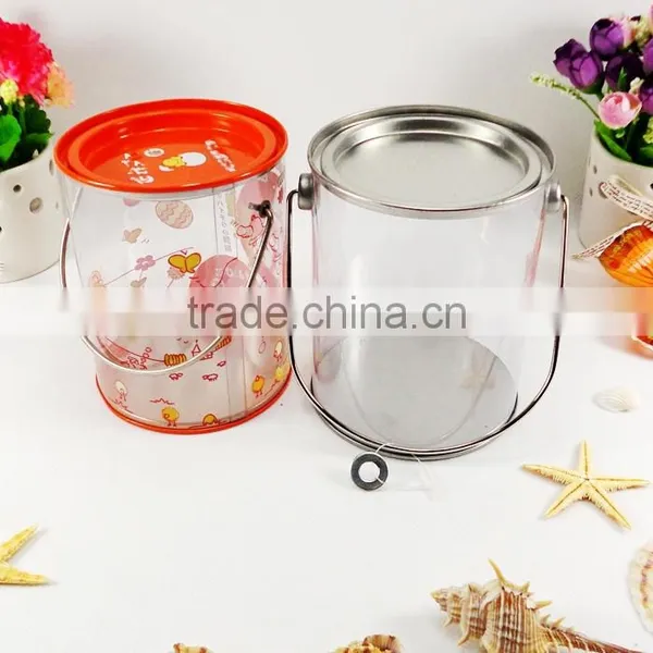 TOP Sale Round Tranparent Christmas Popcorn PVC Tin Bucket photo-2