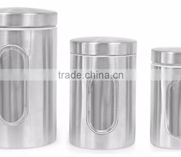 3PCS Kitchen Food Coffee Tea Sugar Flour Stainless Steel Storage Canisters photo-3
