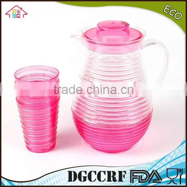 NBRSC Set of 5 Pieces Plastic ps Cold Water Jug Spiral Drinking Water Kettle Tea Pot Water Jug With Cups photo-3