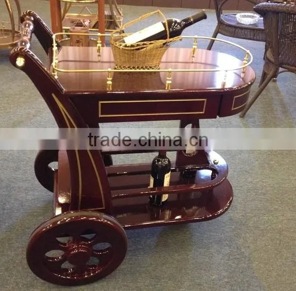 Luxury Wooden Wine and Liquor Cart Food Service Trolley C-32 photo-3