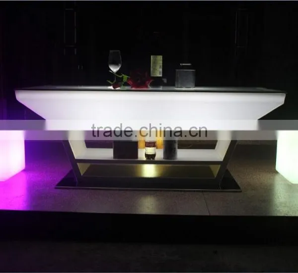 Stainless Steel Leg Illuminate Small Party Led Bar Counter With IR Remote Control photo-3