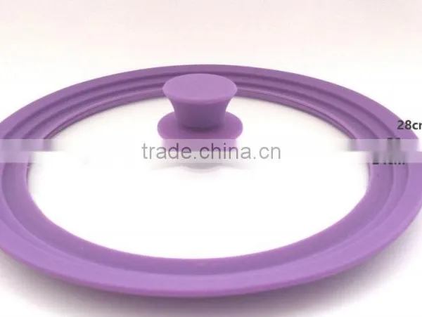 The Large Universal Pot Pan Lid Tempered Glass Cover With Silicone Rim photo-2