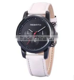 Engraved Logo Quartz Stainless Steel Back Leather Strap Men's Vogue Business Watch photo-2