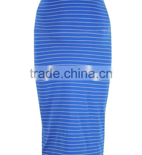 Custom Design Wholesale Clothing 95% Polyester 5% Spandex Foldover Waistband Straight Stripe Pencil Maternity Skirts photo-6
