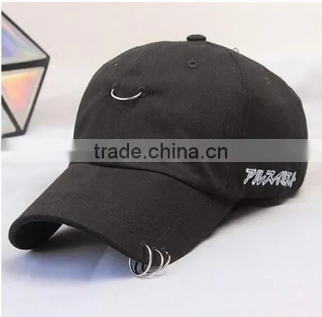 Clearance Sale Hip Hop Unisex Solid Ring Safety Pin Curved Hats Baseball Cap Men Women Snapback Caps Sport Casquette photo-4