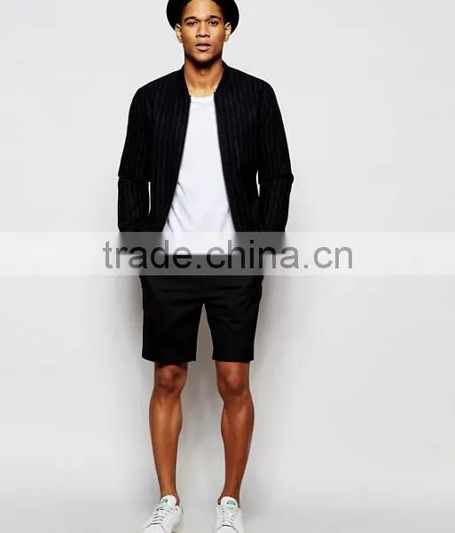 High Quality Latest Custom Slip Pockets Men's Black Slim Fit 100% Cotton Zip Fly Casual Shorts photo-4