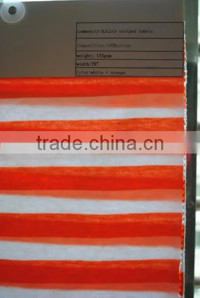 Orange and Whtie Striped Fabric,100% Cotton Single Jersey photo-4