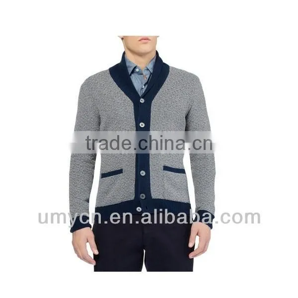 Melange Pocketed Latest Men's Cardigan Man Sweater photo-2