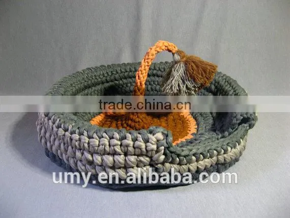 Crocheted Cat Cave Pet House Pet Bed Gray And Brown With Tassel For Playing photo-3